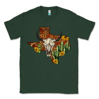 Sports Green bull skull texas map western Classic Tee - BarkalooDesign