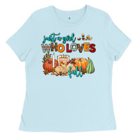 Baby Blue just a girl who loves fall Ladies Tee - AdoDesignShop