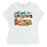 White just a girl who loves fall Ladies Tee - AdoDesignShop