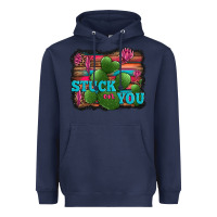Navy stuck on you heart cactus serape leopard background Heavyweight Hoodie - Jasminsmagicworld