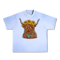 Grape Ice highland cow with sunflower and gemstone Urban Heavy Tee - RanaPortraitStore