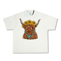 Pistachio highland cow with sunflower and gemstone Urban Heavy Tee - RanaPortraitStore