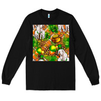Black St patricks  goat family with balloons seamless Long Sleeve Tee - FaDigitalArtStudio