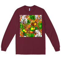 Burgundy St patricks  goat family with balloons seamless Long Sleeve Tee - FaDigitalArtStudio