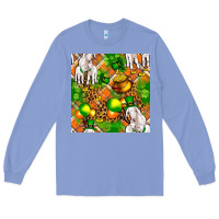 Colony Blue St patricks  goat family with balloons seamless Long Sleeve Tee - FaDigitalArtStudio