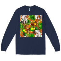 Navy St patricks  goat family with balloons seamless Long Sleeve Tee - FaDigitalArtStudio