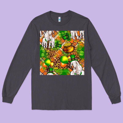 St Patricks  Goat Family With Balloons Seamless Long Sleeve Tee Designed By Fadigitalartstudio