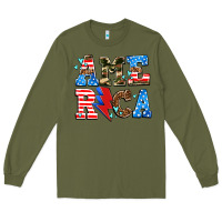 Army Green america with heart Long Sleeve Tee - AdoDesignShop