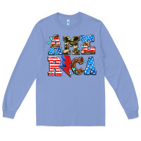 Colony Blue america with heart Long Sleeve Tee - AdoDesignShop