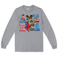 Heather Grey america with heart Long Sleeve Tee - AdoDesignShop