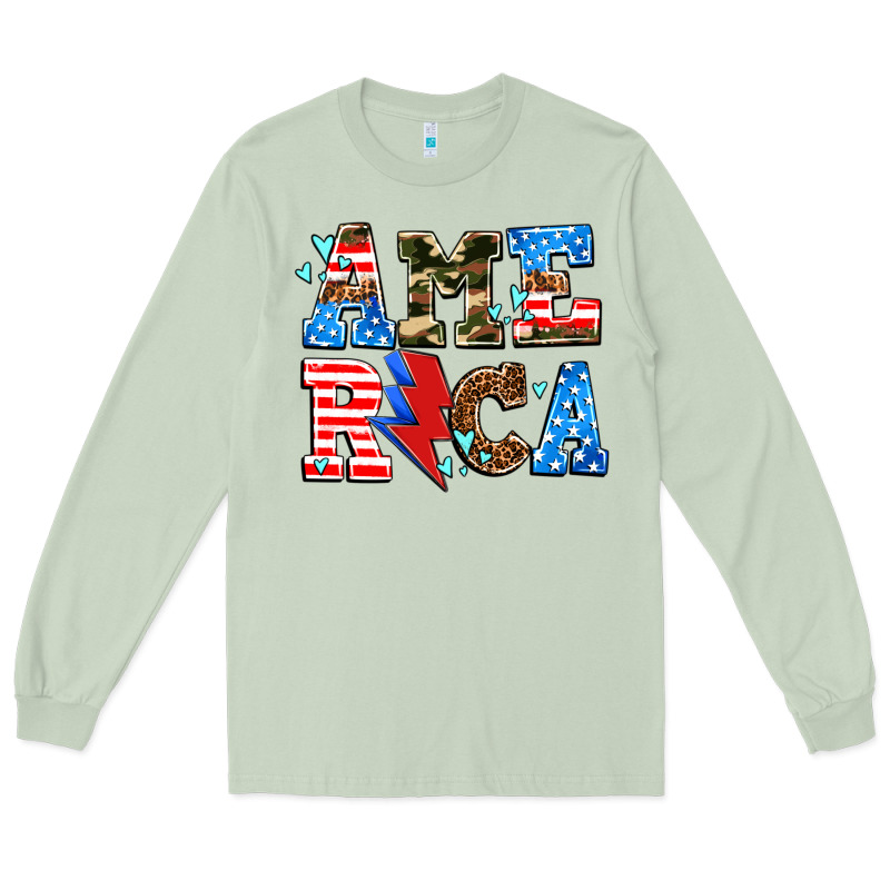 America With Heart Long Sleeve Tee by AdoDesignShop | Teevron