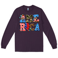 Plum america with heart Long Sleeve Tee - AdoDesignShop