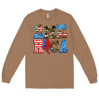 Toasted Coconut america with heart Long Sleeve Tee - AdoDesignShop