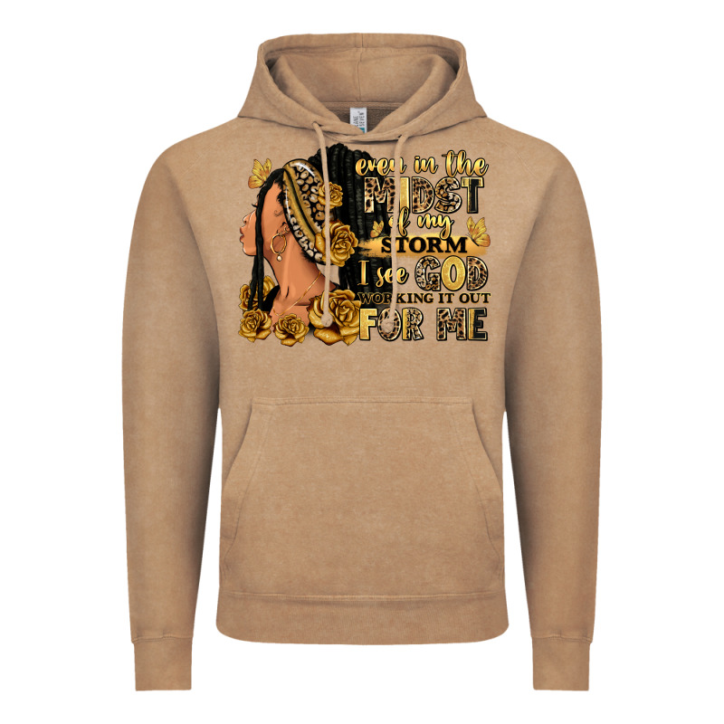 Even In The Midst Of My Storm Afro Woman Vintage Hoodie by RanaPortraitStore | Teevron