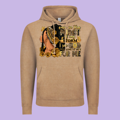 Vintage Hoodie Even in the midst of my storm afro woman