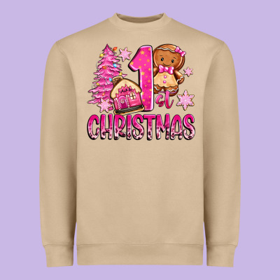 1st Christmas Gingerbread Girl Heavyweight Sweatshirt Designed By Zillion Design Studio