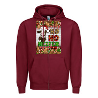 Burgundy Christmas Ho Ho Ho Heifer Zipper Hoodie - Artiststas