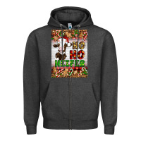 Charcoal Heather Christmas Ho Ho Ho Heifer Zipper Hoodie - Artiststas