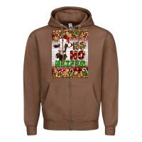 Chestnut Christmas Ho Ho Ho Heifer Zipper Hoodie - Artiststas