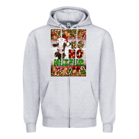Heather Grey Christmas Ho Ho Ho Heifer Zipper Hoodie - Artiststas