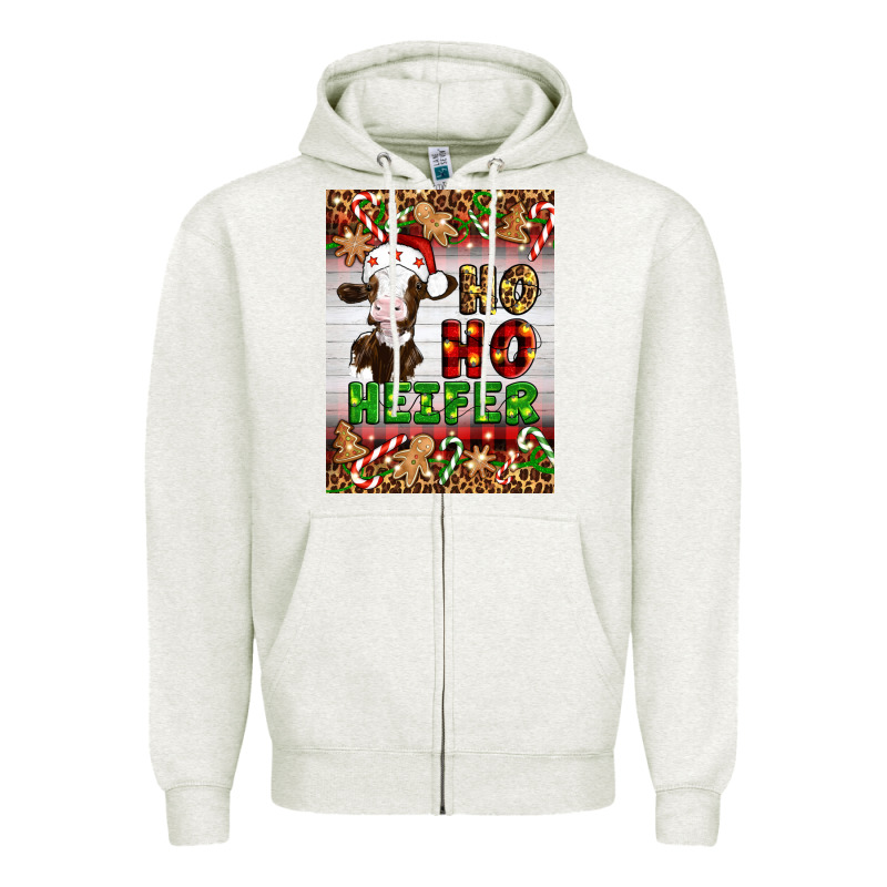 Christmas Ho Ho Ho Heifer Zipper Hoodie by Artiststas | Teevron