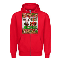Red Christmas Ho Ho Ho Heifer Zipper Hoodie - Artiststas