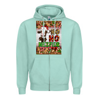 Seafoam Christmas Ho Ho Ho Heifer Zipper Hoodie - Artiststas