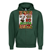 Sports Green Christmas Ho Ho Ho Heifer Zipper Hoodie - Artiststas