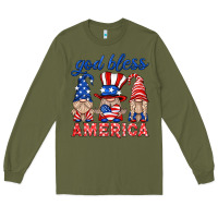 Army Green god bless america gnome Long Sleeve Tee - HRA Design Shop