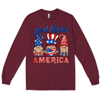 Burgundy god bless america gnome Long Sleeve Tee - HRA Design Shop