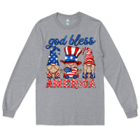 Heather Grey god bless america gnome Long Sleeve Tee - HRA Design Shop