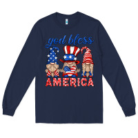 Navy god bless america gnome Long Sleeve Tee - HRA Design Shop