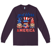 Plum god bless america gnome Long Sleeve Tee - HRA Design Shop
