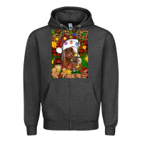 Charcoal Heather Christmas horse Zipper Hoodie - Artiststas