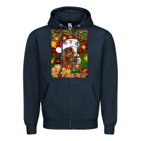Navy Christmas horse Zipper Hoodie - Artiststas