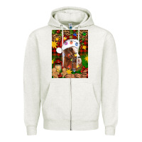 Oatmeal Heather Christmas horse Zipper Hoodie - Artiststas