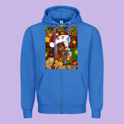 Christmas Horse Zipper Hoodie Designed By Artiststas