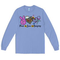 Colony Blue peace love nursing Long Sleeve Tee - CowhideDigitalArt
