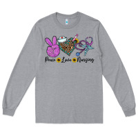 Heather Grey peace love nursing Long Sleeve Tee - CowhideDigitalArt