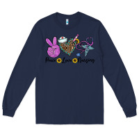 Navy peace love nursing Long Sleeve Tee - CowhideDigitalArt