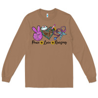 Toasted Coconut peace love nursing Long Sleeve Tee - CowhideDigitalArt