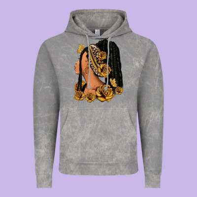 Vintage Hoodie Gold roses afro woman