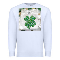 White shamrock patterned clothing Premium Sweatshirt - MaliasSmallBusiness