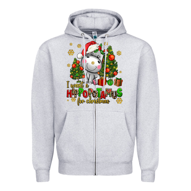 I Want A Hippopotamus For Christmas Zipper Hoodie by AdoDesignShop | Teevron