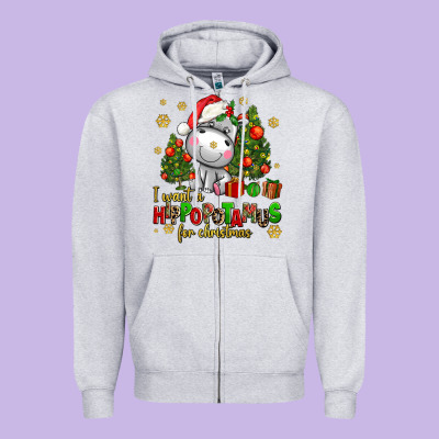 I Want A Hippopotamus For Christmas Zipper Hoodie Designed By Adodesignshop