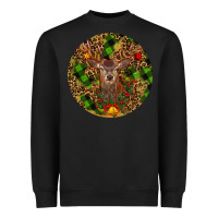 Black Christmas Reindeer Heavyweight Sweatshirt - RanaPortraitStore