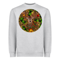 Heather Grey Christmas Reindeer Heavyweight Sweatshirt - RanaPortraitStore