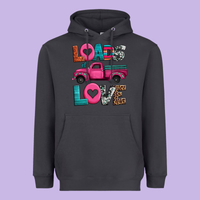 Loads Of Love Valentine's Day Truck Heavyweight Hoodie Designed By Jasminsmagicworld