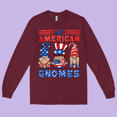 All American Gnomes Long Sleeve Tee Designed By Hra Design Shop