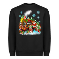 Christmas Santa And Friends Train Heavyweight Sweatshirt | Teevron